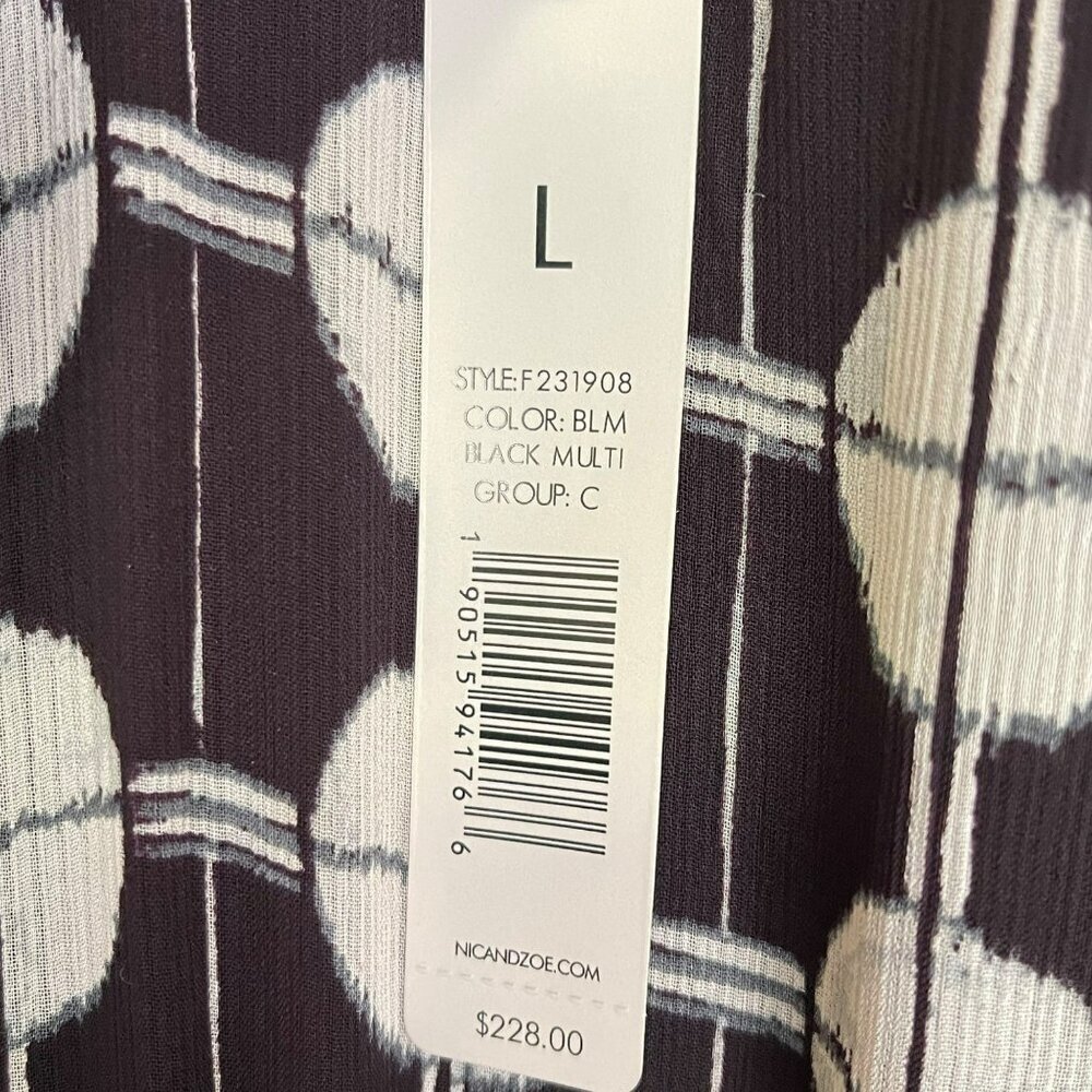 Nic + Zoe $228 Chiffon Dot Maxi Dress Size Large NWT Black White - Picture 9 of 12